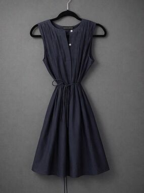 Banana Republic Dark Navy Sleeveless Midi Dress with Tie Waist